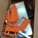 Chicken Nesting Boxes, 3 Hole Metal Chicken Egg Laying Box with Swing Perch and Rollout Egg Collection for Chicken Coop (32.0"L x 20.0"W x 20.0"H, Orange)