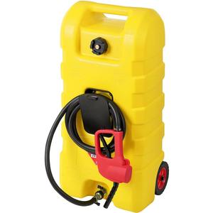 15 Gallon Fuel Caddy Portable Fuel Transfer Tank with LE Siphon Pump & 10ft Delivery Hose  Diesel & Gasoline Fuel Tank On Wheels for Cars, Lawn Mowers, ATVs & Boats - Yellow 15 Gallon Fuel Caddy Portable Fuel Transfer Tank with LE Siphon Pump & 10ft Delivery Hose  Diesel & Gasoline Fuel Tank On Wheels for Cars, Lawn Mowers, ATVs & Boats - Yellow