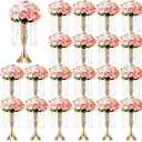 Unittype 20 Pcs Wedding Centerpieces for Tables 13 Inch Tall Crystal Flower Stand Floral Vases for Tabletop Flower Arrangement Stand Anniversary Baptism Party Reception Mother's Day Decor (Gold)