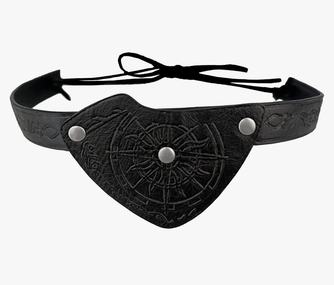 Pirate Leather Eye Patch Embossed Viking Compass Faux Leather Eye Cover Renaissance Eye Mask Cosplay Accessory