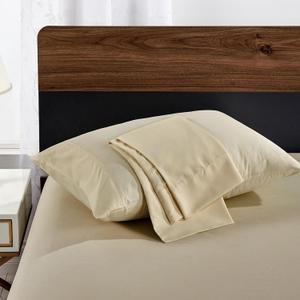 FreshCulture Beige Pillowcases Queen Size 2 Pack - Pillowcase Set - Envelope Closure - Soft Brushed Microfiber Fabric - 20x30 Inches Pillow Case Set of 2 for Home, Hotels, Schools