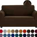 Joccun Stretch Loveseat Couch Cover Slipcover, 1-Piece Sofa Cover for 2 Cushion Couch Spandex Jacquard Washable Furniture Protector Cover for Living Room,Kids,PetsLoveseat,Seal Brown