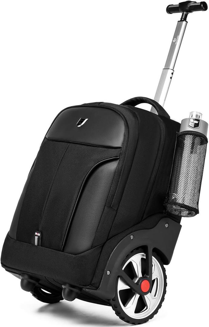Rolling Backpack,Waterproof Backpack with Wheels for Business and Travel Commuter, Carry on Backpack with Laptop Compartment, Fit 17 Inch Laptop, Wheeled Backpack for Adults, 20in