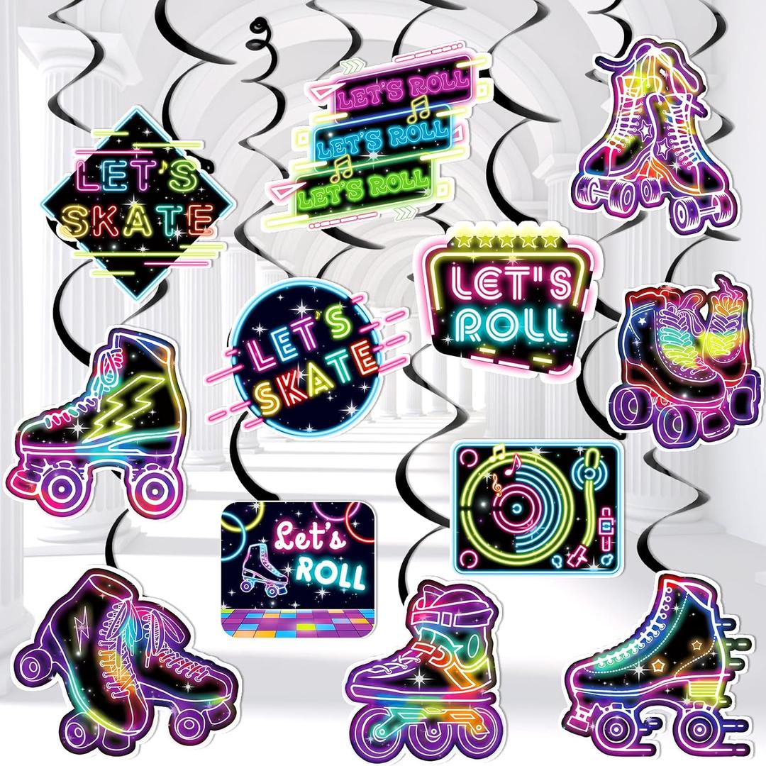 Roller Skate Party Decorations Hanging Swirls Roller Sakting Party Decorations Roller Skate Party Favors Ceiling Decorations Hanging for Skating Themed Party