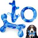 Furdog 3Pack Dog Toys for Aggressive Chewers Dog Chew Toy Tough Dog Toys to Keep Them Busy Bacon Flavor Teething Chew Toys & Dental Health for Large Medium Small Breeds (Blue)