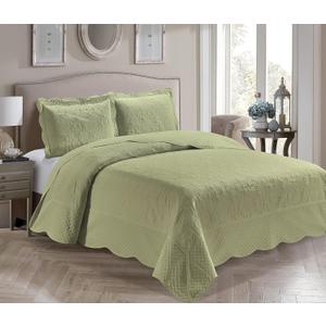 Home Collection 3 Piece Over Size Embossed Solid Color Coverlet Bedspread New # Veronica (Sage Green, Full/Queen) Home Collection 3 Piece Over Size Embossed Solid Color Coverlet Bedspread New # Veronica (Sage Green, Full/Queen)