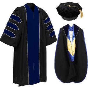 Deluxe Doctoral Graduation Regalia Set (57, Royal Blue 3)