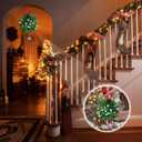 XunYee 2 Pack 6.3 Inch Christmas Artificial Mistletoe Kissing Ball Ornament, Christmas Hanging Kiss Ball Mistletoe Ornament Mistletoes Xmas Door Decor for Home Party Decor