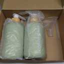 OLLIES Shampoo and Conditioner Dispenser, Shower Soap Dispenser for Bathroom-Set of 2 with Permanent Stylish Label-17oz, 500ml Refillable Shampoo and Conditioner Bottles Green