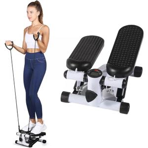 YSSOA Mini Stepper with Resistance Band, Stair Stepping Fitness Exercise Home Workout Equipment for Full Body Workout