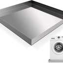 Washing Machine Pan-28" x 30" x 2.5", Heavy Duty 304 Stainless Steel, Washing Machine Tray with Anti-Slip Bottom Pad, Raised Edge Drain Pan, No Hole, Leak Protection for Laundry Room