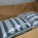 Arden Outdoor Loveseat Cushion Set, 48 x 24, Rain-Proof, Fade Resistant, Cushion Set for Couch, Bench, and Swing Sapphire Aurora Blue Stripe, 18 x 16.5