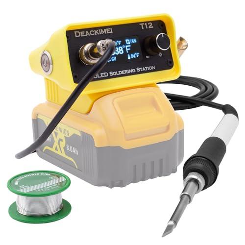 Deackimei Cordless Soldering Iron Station for Dewalt 20V Max Battery, Temperature Adjustable, Auto Sleep & Low Voltage Protection, °C/ºF Conversion, OLED Digital Display, Lead-Free Solder (Tool Only)