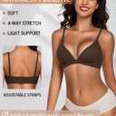 Werkiss Wireless Bralettes for Women No Underwire Bras Sexy V Neck Everyday Bra with Adjustable Straps (Brown, S)