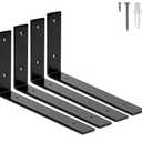 ELSKER&HOME Shelf Brackets 12 Inch, 4 Pack Floating Shelf L Brackets for Shelves Support, Black Metal Heavy Duty Shelf Brackets for DIY Decorative