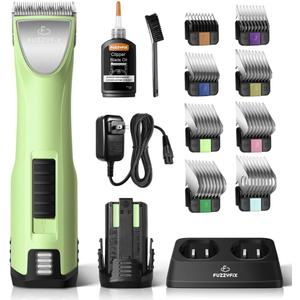 Dog Grooming Kit, 4 in 1 Pet Clippers for Grooming Supplies, Cordless Dog Paw Trimmer Nail Grinder, Professional Long Hair Shaver for Matted Hair Cat Small Dogs Thick Coats (Green)