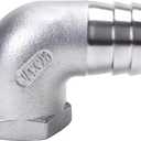 DERNORD 1" Hose Barb x 3/4" Female NPT Stainless Steel 90 Degree Elbow- Home Brew Pipe Fitting