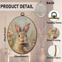 QZQE Spring Easter Bunny Oval Wall Art Decor Framed, Cottagecore Wildflower Rabbit Oval Canvas Prints, Easter Bunny Rabbit Wall Hanging Decor for Nursery Home Bedroom Living Room, 8.6x11.4 Inch