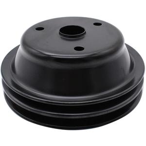 1 PC SHLPDFM Crankshaft Pulley Black Steel Double-Groove LWP Long Water Pump Compatible with Small Block Chevy SBC 262 265 267 283 302 305 307 327 350 400
