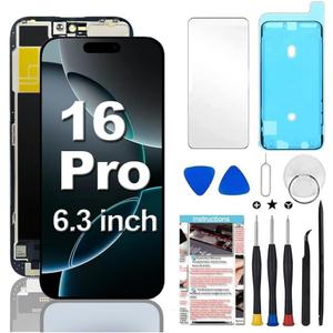 Fixerman for iPhone 16 Pro Screen Replacement 6.3 inch, 3D Touch LCD Display Digitizer Assembly with Repair Tools - Model A3293,A3083,A3294,A3292