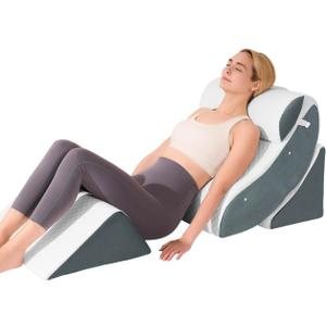 4 PCS Wedge Pillow Set for After Surgery, Memory Foam Orthopedic Bed Wedge Pillow Set, Adjustable Bed for Sleeping, Acid Reflux Relief, Post Surgery Recovery, Back Support, Leg Elevation, DarkGery