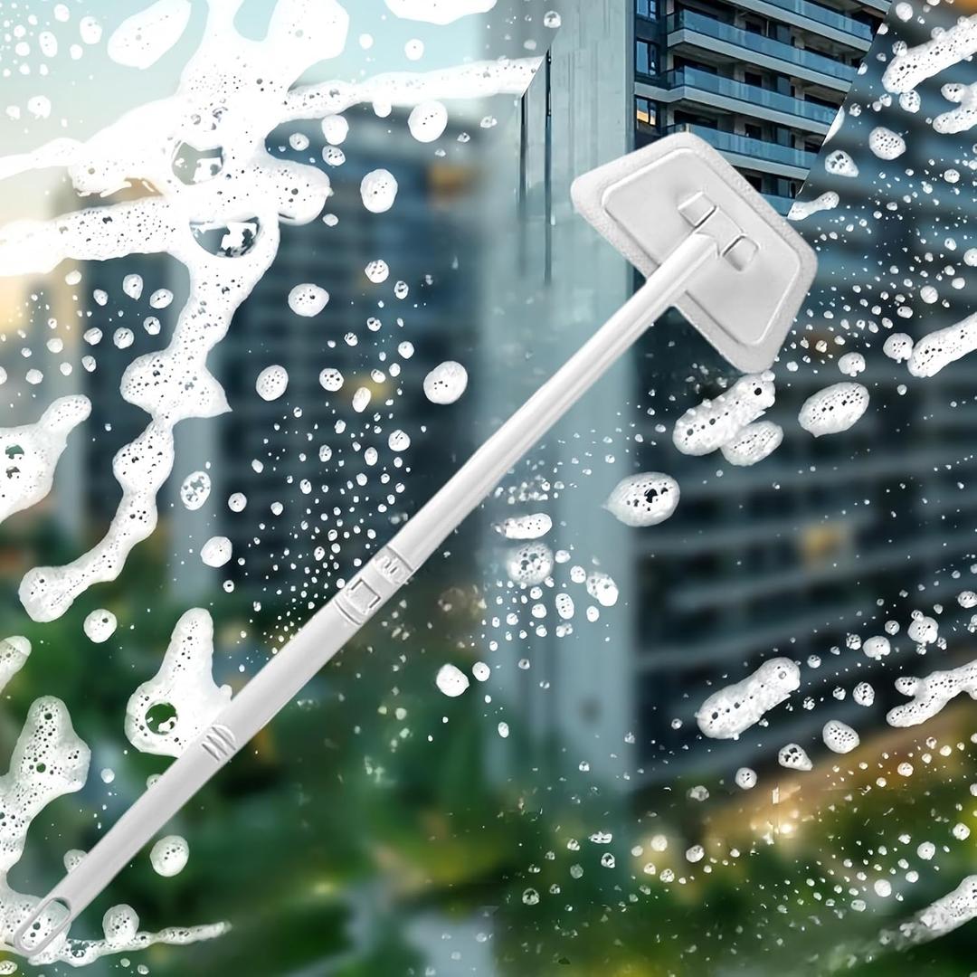 Tub Tile Scrubber Cleaning Brush, Sponge on a Stick for Cleaning Adjustable Long Handled Scrub Brush with 21.7'' Handle for Cleaning Shower Bathroom Vessel Sinks Toilet Wall Floor White