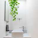 LOYWREE Small Fake Hanging Plant Artificial Potted Plants for Indoor Outdoor Aesthetic - 39in Realistic Faux Hanging Pothos with Ivy Vine for Shelf Decor in Home Office Gardens Greenery (Black Pot)
