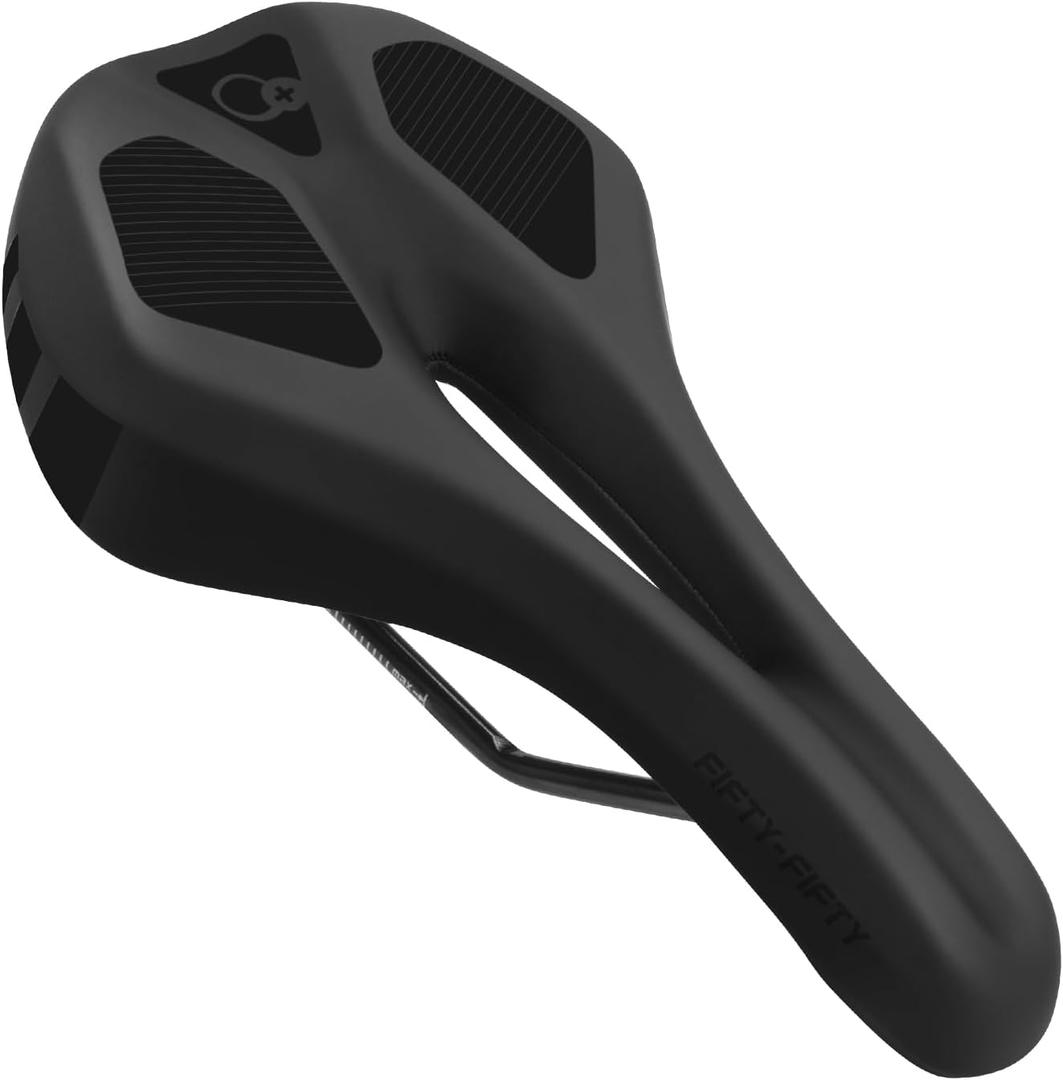 FIFTY-FIFTY Mountain Bike Seat, Comfortable Memory Foam Bicycle Seat, Lightweight Waterproof Bicycle Saddle for Men and Women, Compatible with MTB, Road Bike, E-MTB