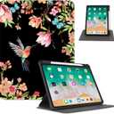 Rotating iPad Air 11 inch Case (M3/M2), Case for iPad Air 5th/4th Generation 2022/2020,360 Degree Rotating Multi-Angle View Stand with Pencil Holder case for iPad Pro 11-inch,Flower Hummingbird