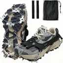 Ice Cleats for Shoes and Boots, 19 Stainless Steel Spikes Crampons, Anti-Slip Snow Shoes Microspikes for Hiking, Climbing Gear, Ice Fishing Gear, Boot Chains for Winter Walking (Medium, Black)