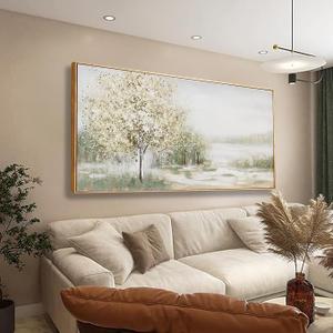 Canvas Wall Art Wall Decor Bedroom Pictures Decoration Spring Scene Nature Landscape Tree Plants Artwork Abstract Wall Art Large Size Modern Painting Framed Pictures For Living Room Home Kitchen Office 29" X 58"