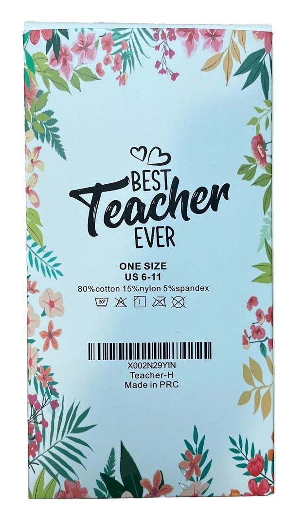 Best Teacher Ever Socks “This Teacher Is Off Duty” Sole Women's One Size 6 - 11 (Pack Of 2)