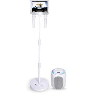 Singing Machine Portable Karaoke Machine for Adults & Kids with 2 Wireless Microphones, Home Stage (White) - Built-in Karaoke Speaker, Bluetooth with LED Lights - Karaoke System with Voice Enhancer