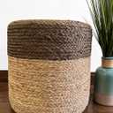 S & L Homes Pouf Ottoman - 100% Jute Braided Footrest Pouf Hand Knitted Traditional Cord Boho Pouffe for Living Room, Bedroom, Nursery, Patio, Lounge Colorblock - Natural Brown (16x16x16)