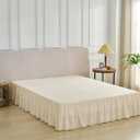 Bed Skirt Queen Size Ruffled Bed Skirt with Split Corners, Queen Bed Skirts 16 Inch Drop with Platform, 16'' Queen, Beige