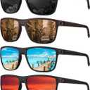 KALIYADI Mens Sun-Glasses Polarized Sunglasses-Men: Classic Sunglasses with Ultraviolet Protection for Driving Fishing Golf (02 Black/Ice Blue/Red/Brown)