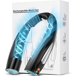 AI Neck Fan, 6 Speeds Adjustable Portable Personal Fan Rechargeable, 6000 mAh Battery Faster Cooling Wearable Fan, Ultra Quiet for Home, Office, Travel, Outdoor (Black)