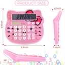 Women Calculators,Desktop Calculator 12 Digit with Large LCD Display and Sensitive Button, Solar and Battery Dual Power, Standard Function for Office, Home, School (Pink+Pink)