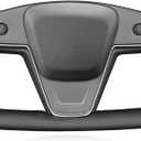 MEWANT Steering Wheel Covers for Yoke Style Steering Wheel for Tesla Model S 2021-2023 / Model X 2021-2023 Made of Artificial Leather&Carbon Fiber (Black microfiber leather + red thread)