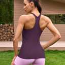 ATTRACO Ribbed Workout Tank Tops for Women with Built in Bra Tight Racerback Scoop Neck Athletic Top (Purple, XL)