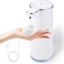 Automatic Foaming Soap Dispenser, 4-Level Adjustable Electric Foam Hand Soap Dispenser, USB Rechargeable Touchless for Bathroom Countertop, Kitchen, 13.5oz, Wall Mounted(White)