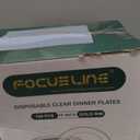 FOCUSLINE 100 Count 10 Inch Clear and Gold Plastic Plates, Disposable Heavy Duty Clear Plates with Gold Rim, Premium Hard Plastic Plate Fancy Disposable Dinner Plate for Wedding Parties