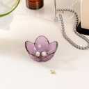Purple Flower Jewelry Dish Glass Ring Holder Dish Jewelry Tray Cute Vanity Organizer Aesthetic Nightstand Bathroom Room Decor Trinket Dish Mothers Day Friendship Christmas Birthday Gifts for Women