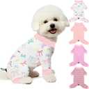 Bienbee Dog Pajamas, 4 Pack Dog Recovery Suit Shedding Suit Cute Soft Puppy Clothes Dogs Pjs Onesies Jammies Adjustable Breathable & Stretchy Clothes for Dogs Girl Boy Puppy-M