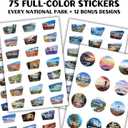 3 x National Park Stickers  75-Piece Waterproof Vinyl Decals for Park Passport Books, Water Bottles & Scrapbooks  National Parks Sticker Set & Gift for Travelers
