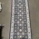 Hallway Washable Runner Rug - 2'6x14 Kitchen Rugs Entryway Rug Runner Vintage Soft Floor Mat Non Slip Indoor Farmhouse Carpet for Bathroom Living Room Bedroom (2'6''x14', Black)