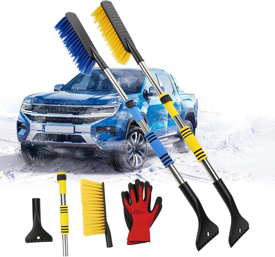 32" Telescoping Snow Brush for Car with Detachable Handle  an Extra-Wide Snow Brush and Ice Scraper for Car Windshield Window. The Ultimate Snow Scraper Brush for SUV & Trucks.
