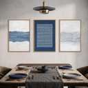 Aryroi Navy Blue and White Abstract Framed Canvas Wall Art Set- 16"x24"x3
