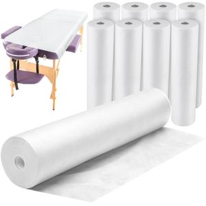 Tudomro 8 Rolls Disposable Non Woven Bed Sheets Massage Table Paper Covers Non Woven Fabric Massage Sheets Waterproof Spa Breathable Bed Cover for Beauty Salon (White)