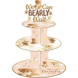 umoni We Can Bearly Wait Cupcake Stand Bear Baby Shower Decorations 3 Tier Bear Theme Cupcake Stand We Can Bearly Wait Baby Shower Decoration Cupcake Holder for Gender Reveal Party Supplies